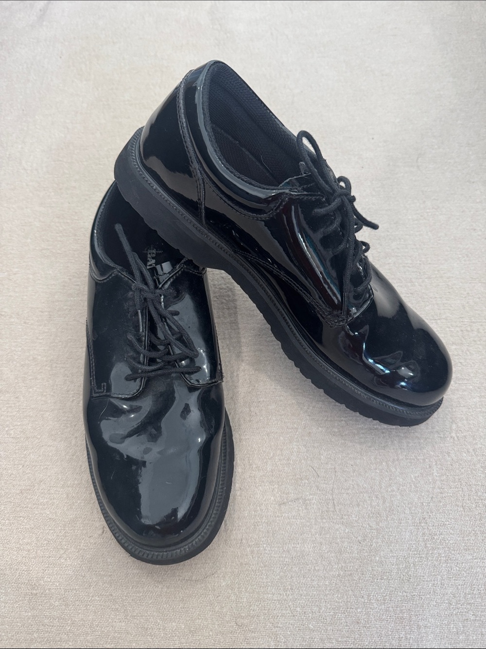 Bates Black Patent Leather Derby Shoes
